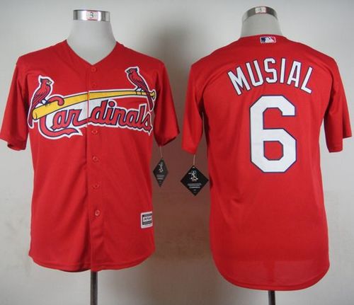 Cardinals #6 Stan Musial Red Cool Base Stitched MLB Jersey - Click Image to Close